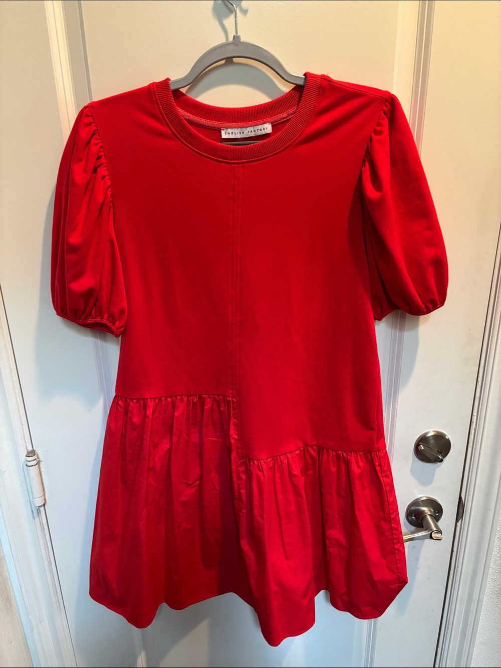 NWOT English Factory Red 
Puff Sleeve Dress